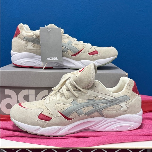 Asics Other - Asics Gel/Diablo  Beige Suede Sneakers with Red and Gray Accents